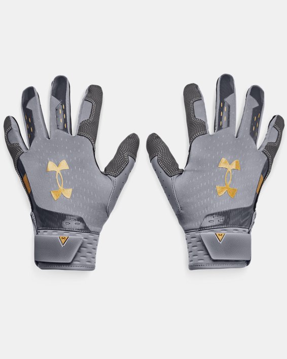 Men's UA Harper Hustle 21 Batting Gloves, Gray, pdpMainDesktop image number 0